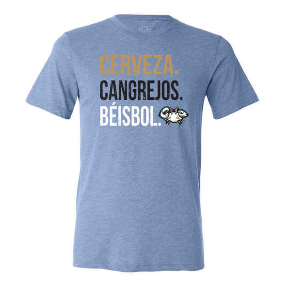 Chesapeake Baysox 108 Stitches ADULT Cangrejos Fantasmas Cerveza LIGHT BLUE T-shirt